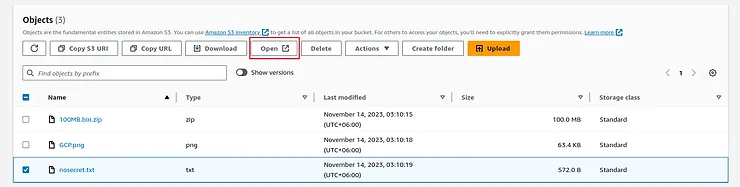 Opening S3 Object with signed url