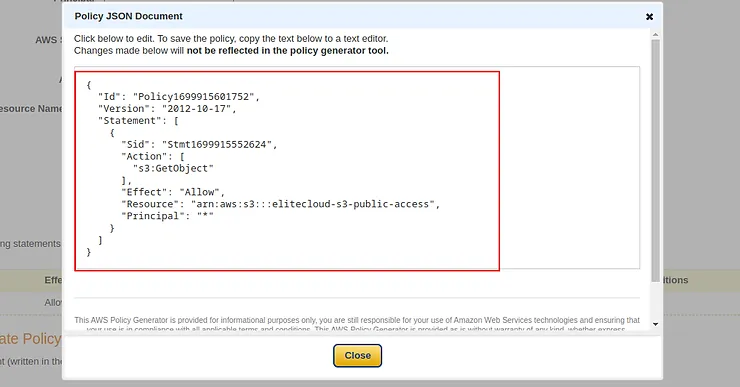 Creating Bucket policy for S3 public: Policy JSON Document