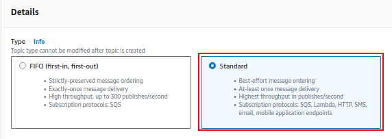 Selecting SNS type