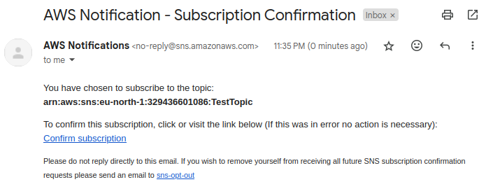 confirming subscription