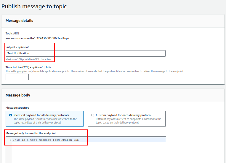 Adding message details