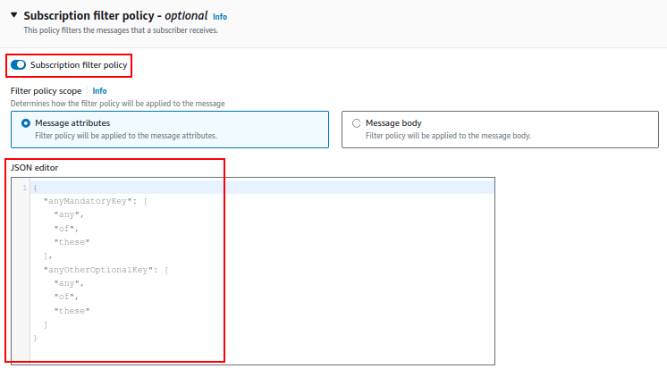 Subscription filter policy
