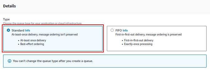 Selecting Amazon SQS Type