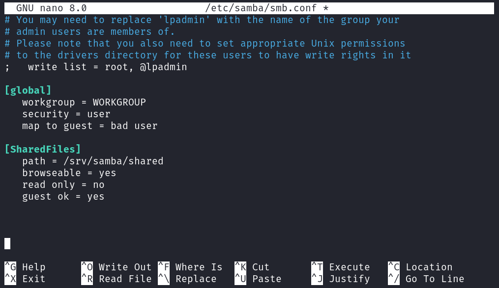 Samba config file