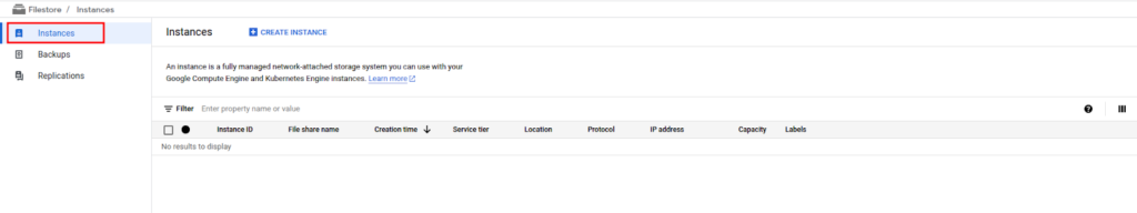 Navigate to firestore instances