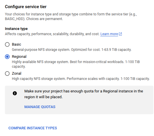 Choosing the instance type