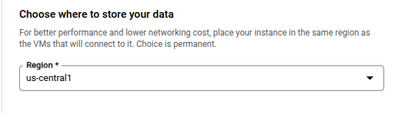 Selecting the region