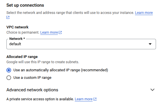 Configuring the Network settings
