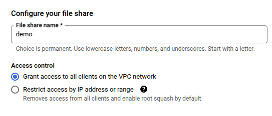 Configuring file share