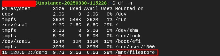 Confirming the mounted nfs