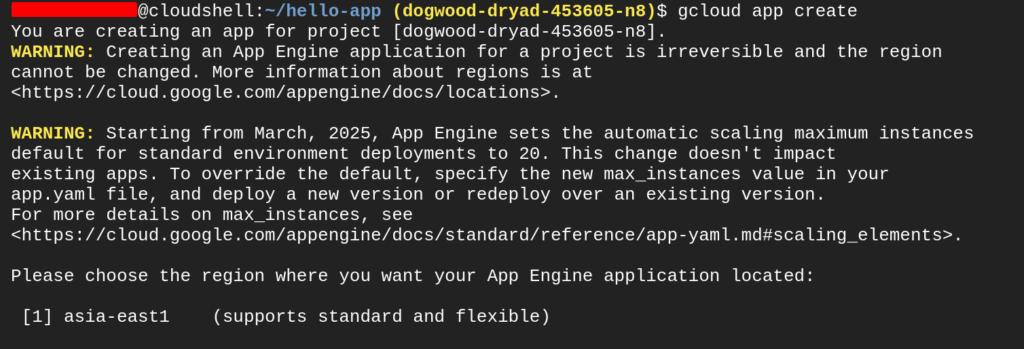 Creating app engine app