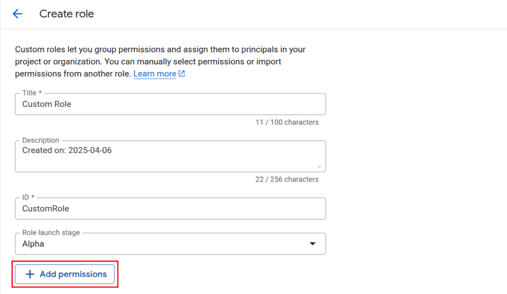 Selecting custom role config
