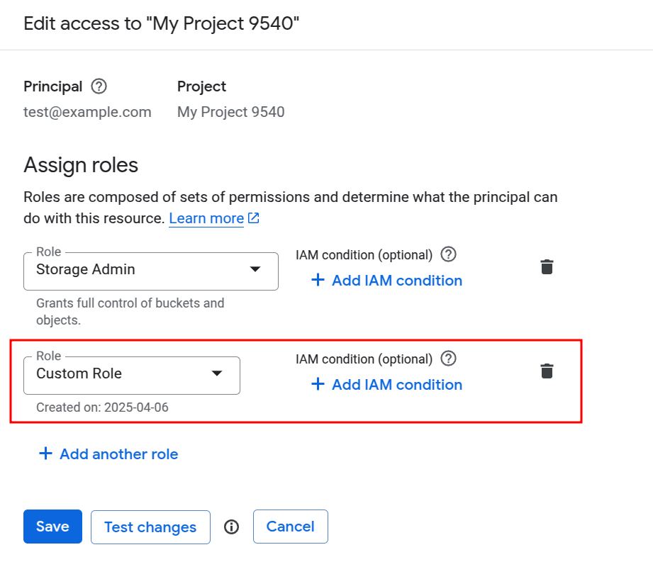 Assigning the custom role