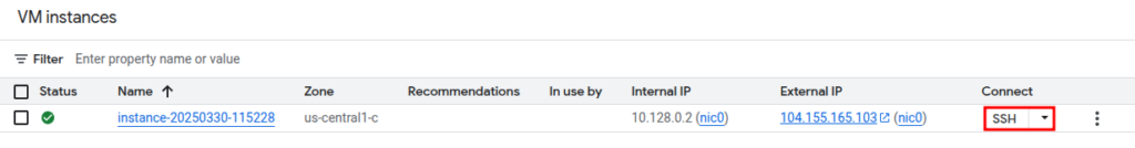 Connect to VM using SSH