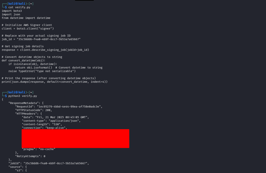 Getting Started with AWS Signer_ A Hands-on Guide Elite Cloud_007 | Elite Cloud verifying the signature using boto3 sdk