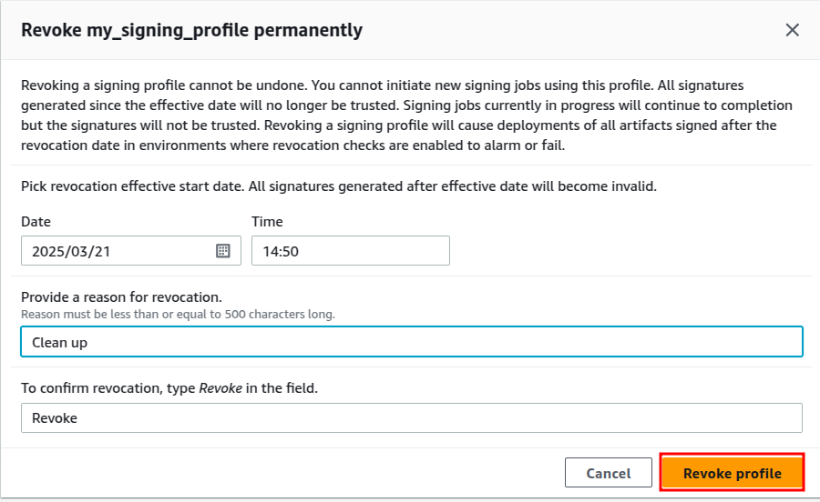 Getting Started with AWS Signer_ A Hands-on Guide Elite Cloud_009 | Elite Cloud revoking the signing profile