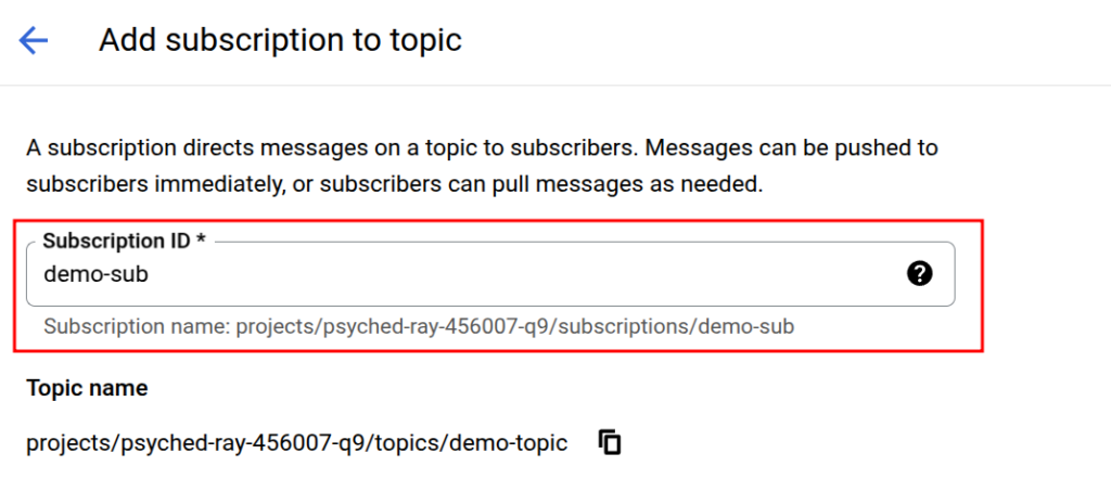 Google Cloud Pub_Sub_ Scalable Messaging for Event-Driven Systems Elite Cloud_005 | Elite Cloud Enter the subscription id