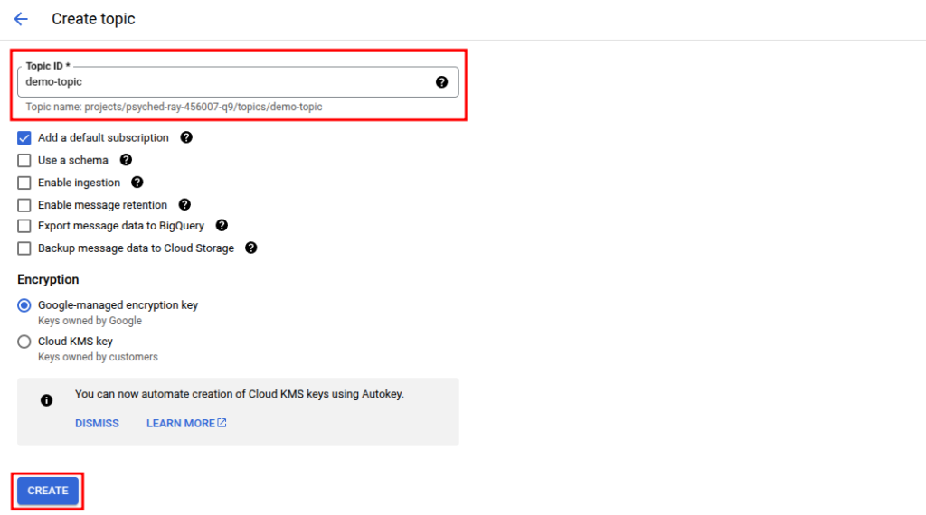 Google Cloud Scheduler_ Automating Jobs with Cron Precision Elite Cloud_002 | Elite Cloud Filling in the info for pub/sub topic